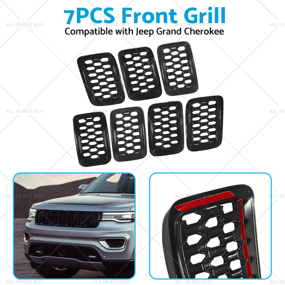 Front Grill Mesh Covers Inserts Suitable for Jeep Grand Cherokee 17-22 Black