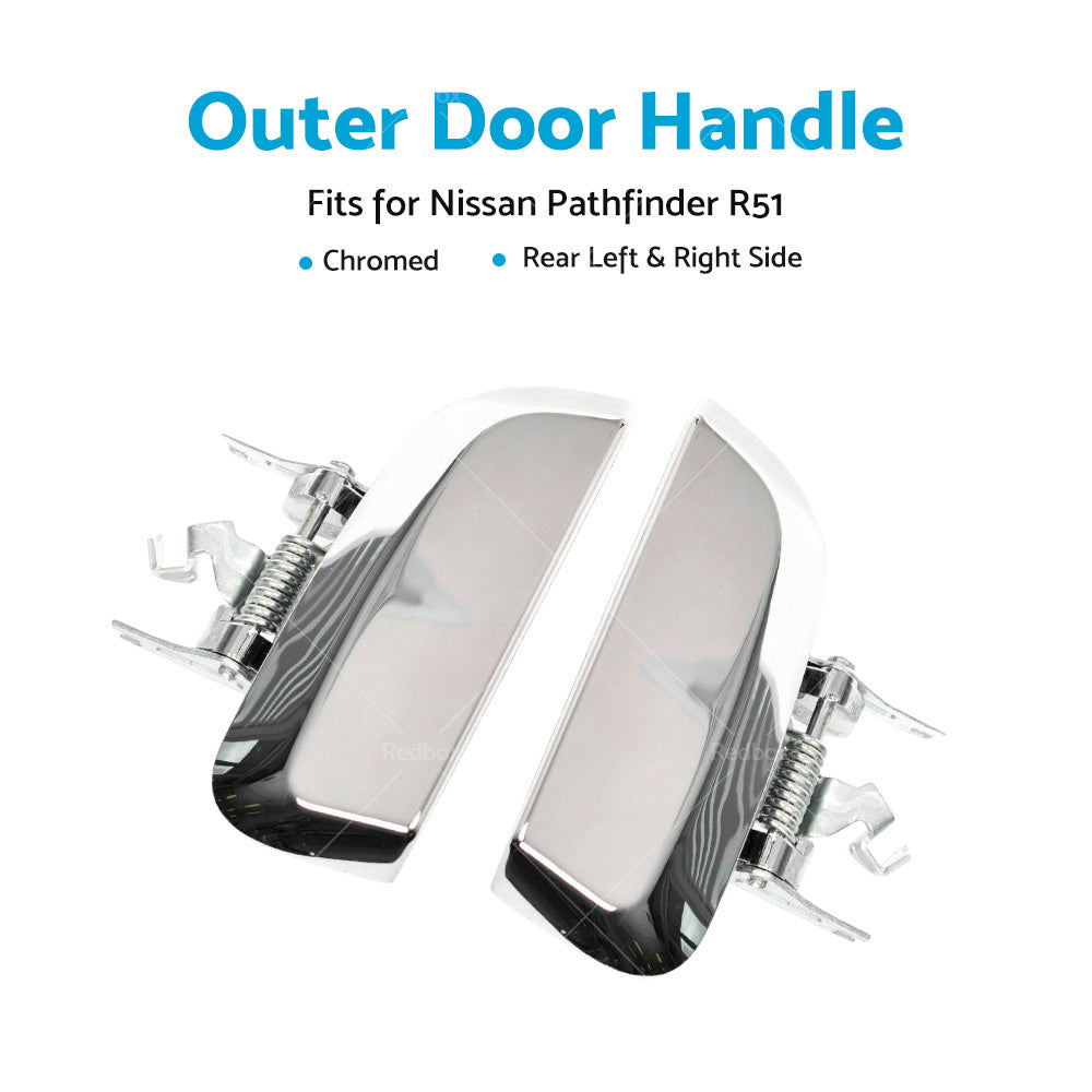 Chrome 1 Pair LHRH REAR Outer Door Handle For Nissan Pathfinder R51 2005~2013-2
