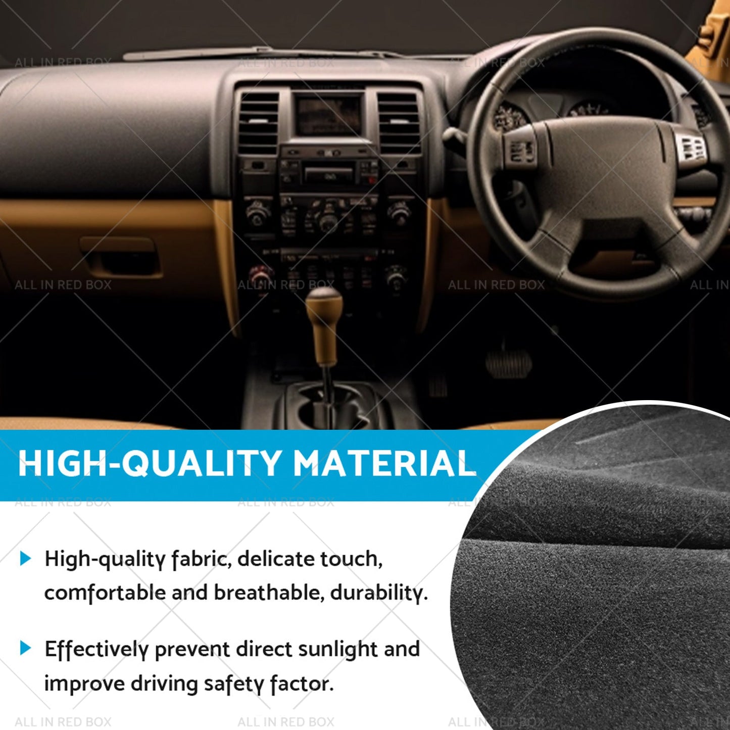 Non Slip Dash Mat Suitable for Ford Ranger PX2 PX3 MK3 XLT XL XLS BLack 15-21
