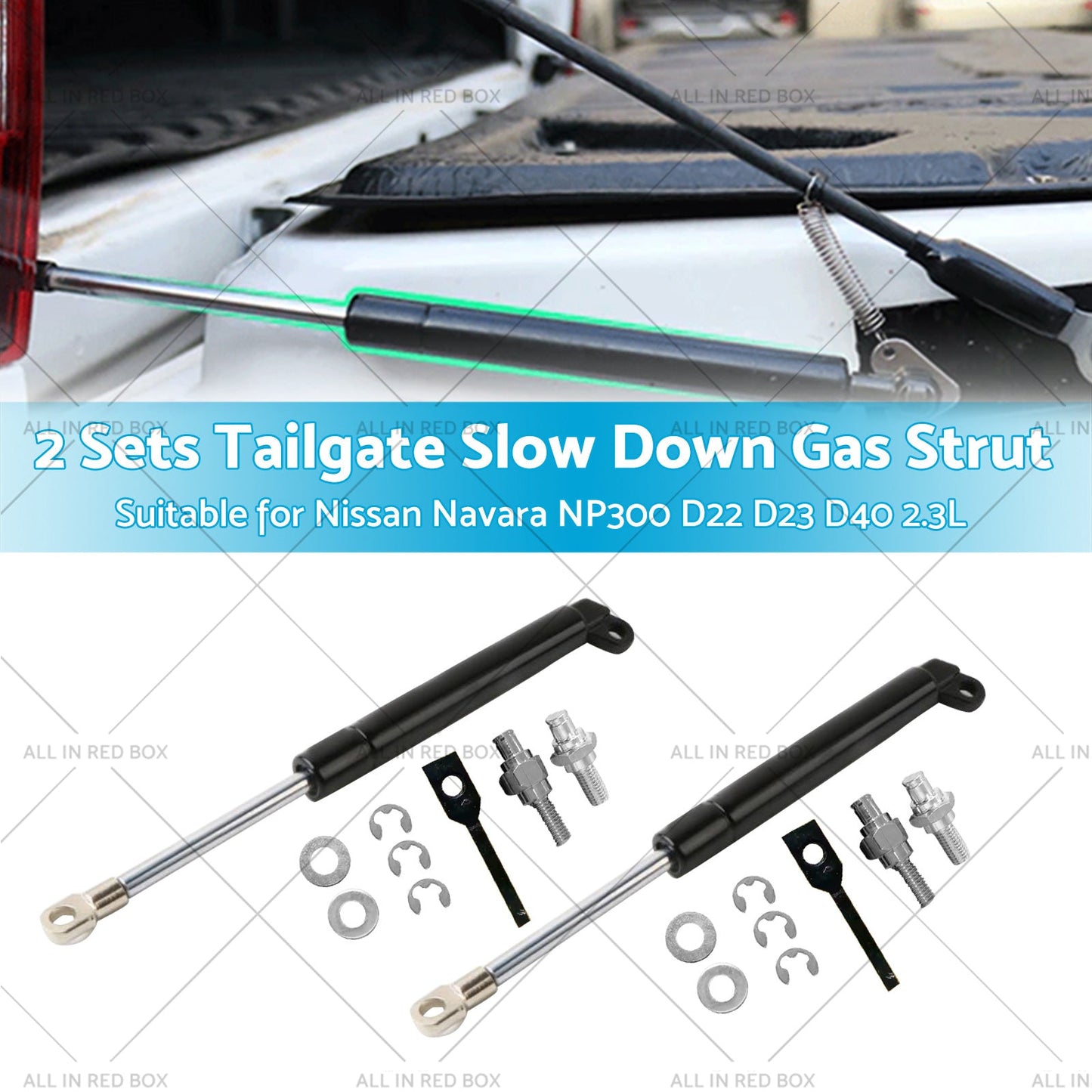 2 Sets Rear Tailgate Easy Down Gas Strut Kit Suitable for Nissan Navara NP300-4