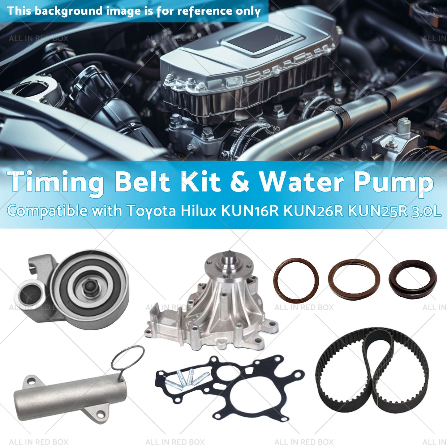 Timing Belt Kit and Water Pump Suitable for Toyota Hilux KUN16R KUN26R 3. 0L 05-17