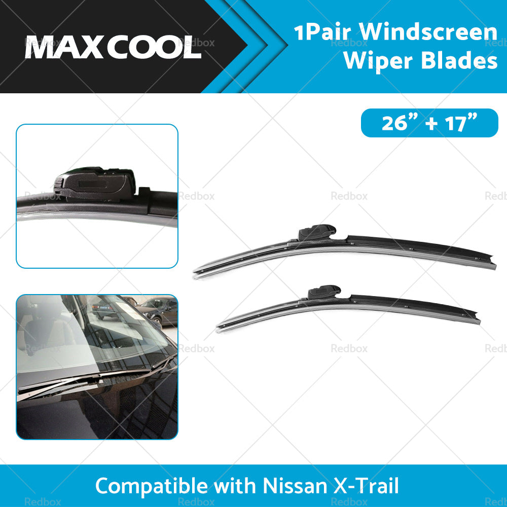 Wiper Blades Suitable for Nissan X-Trail T32 2014-2022 Front Pair 26inch 17inch