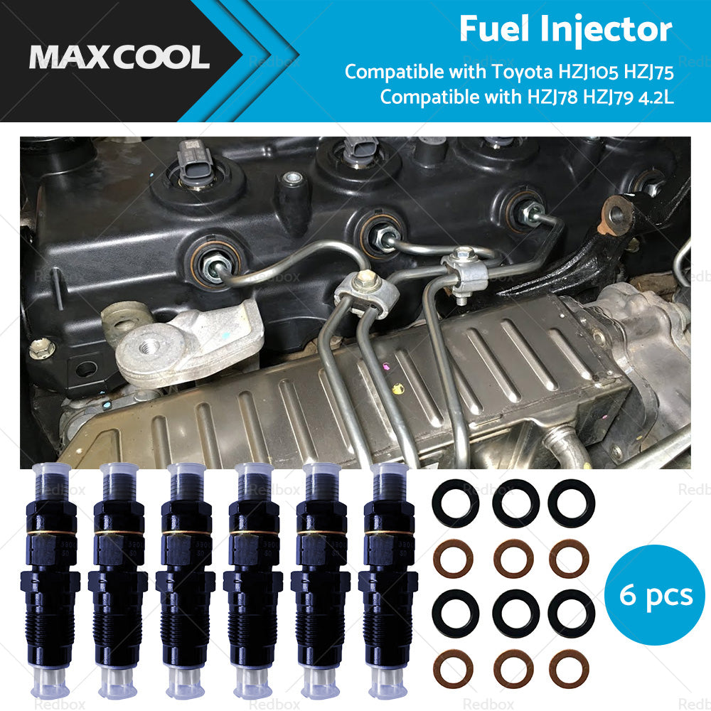 6X Diesel Fuel Injectors Suitable For Toyota HZJ105 HZJ75 HZJ78 HZJ79 4. 2L 1HZ-0