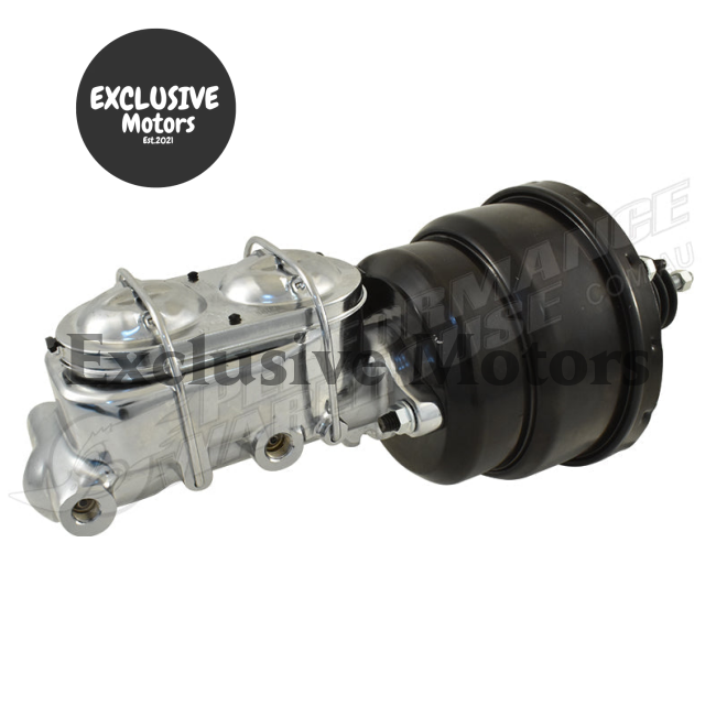 1-1/8" Chrome Master Cylinder & 7" Black Dual Brake Booster for GM (1964-1972)