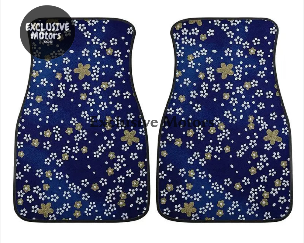 Custom Japanese Blue Cherry Blossom Mini Floor Mats