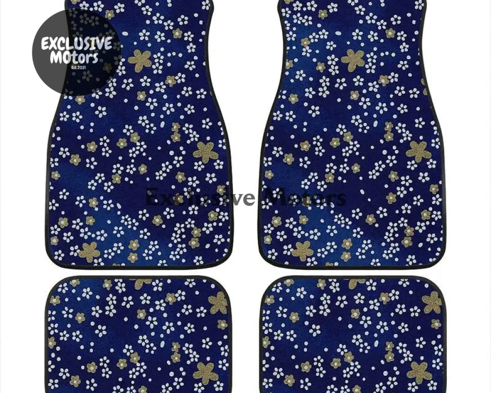 Custom Japanese Blue Cherry Blossom Mini Floor Mats