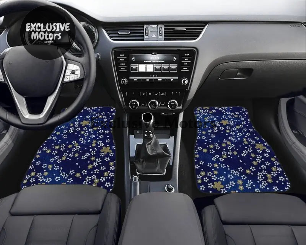 Custom Japanese Blue Cherry Blossom Mini Floor Mats