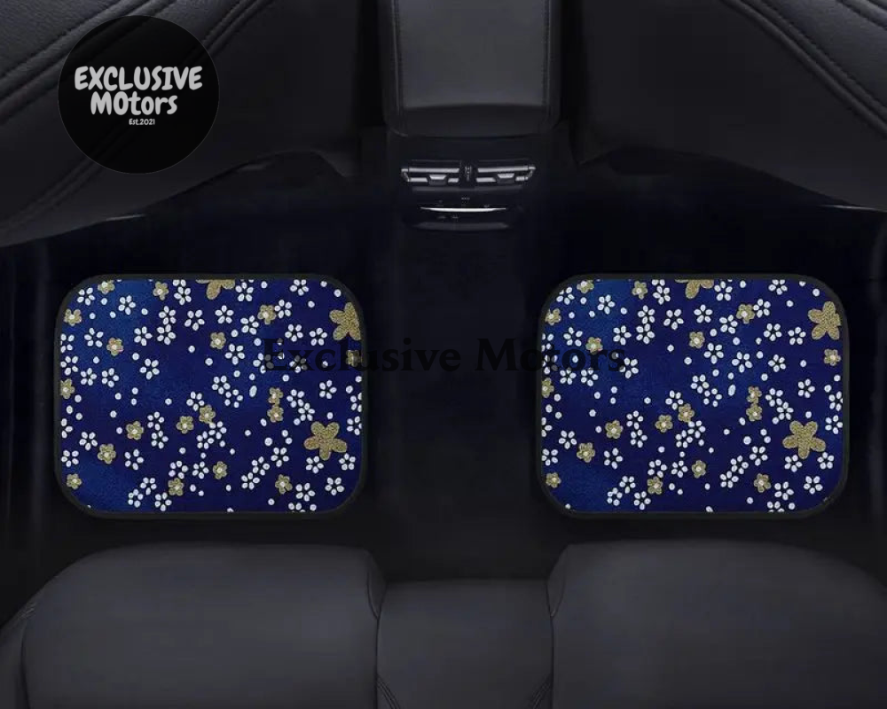 Custom Japanese Blue Cherry Blossom Mini Floor Mats