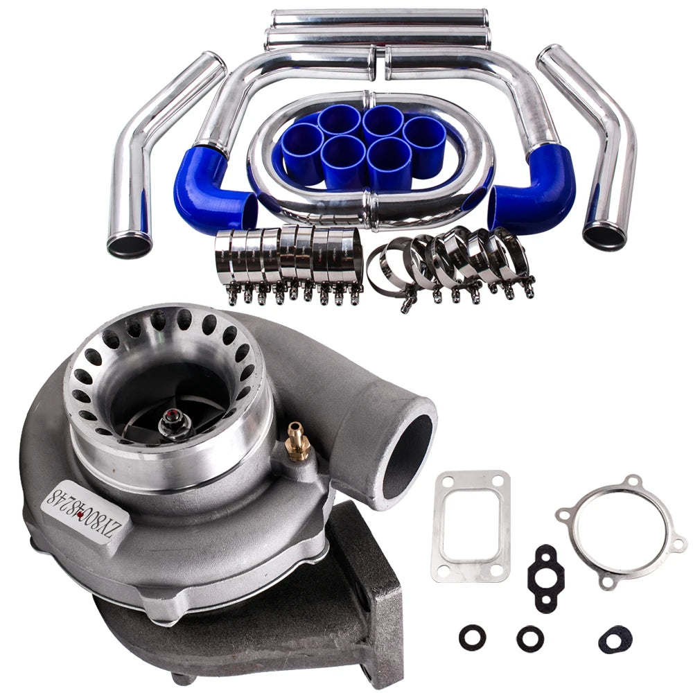 GT35 GT3582 Turbo + 2.5" 64mm Intercooler Pipe For Nissan R32 R33 R34 RB25 RB30