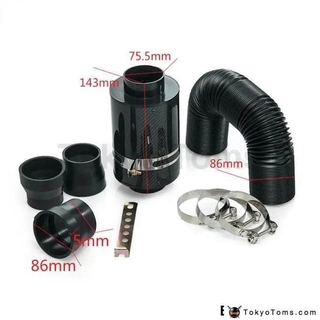 Universal Cold Feed Induction Kit & Carbon Fibre Air Intake Filter Box Without Fan For BMW Mini Cooper S R53 - Tokyo Tom's