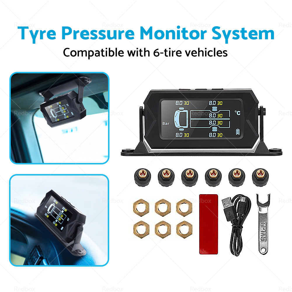 Tyre Pressure Monitoring System 6 Wheel Sensor for Caravan Truck Trailer Solar-4