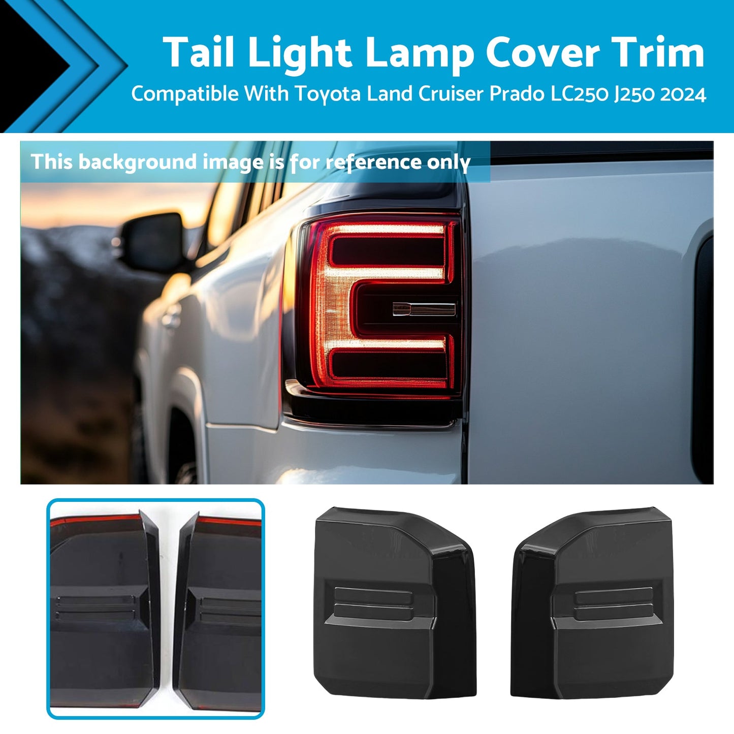 2X Tail Light Lamp Cover Trim Suitable For Toyota Land Cruiser Prado LC250 2024-2