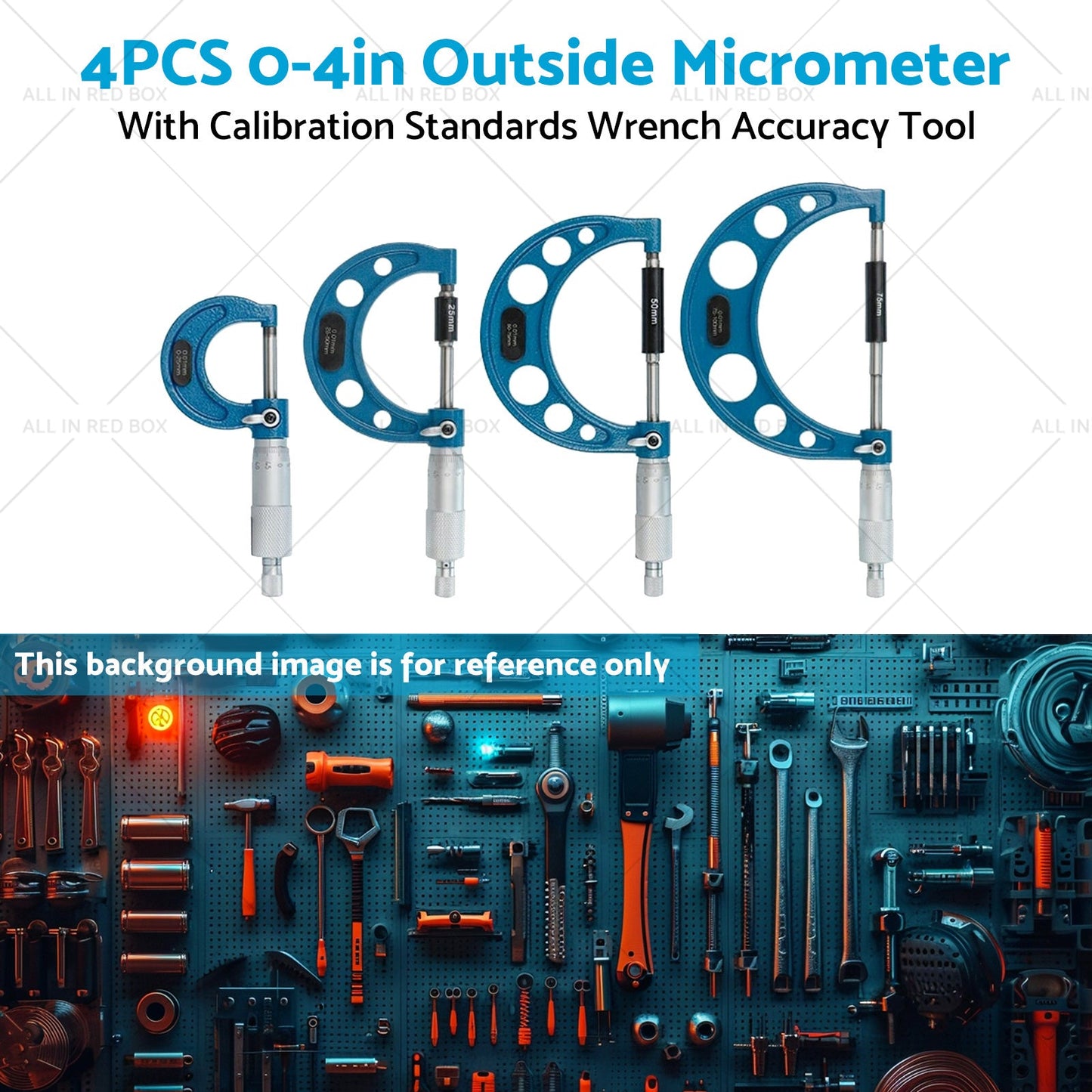 0-4in Outside Micrometer Set With Calibration Standards Wrench Accuracy Tool-4