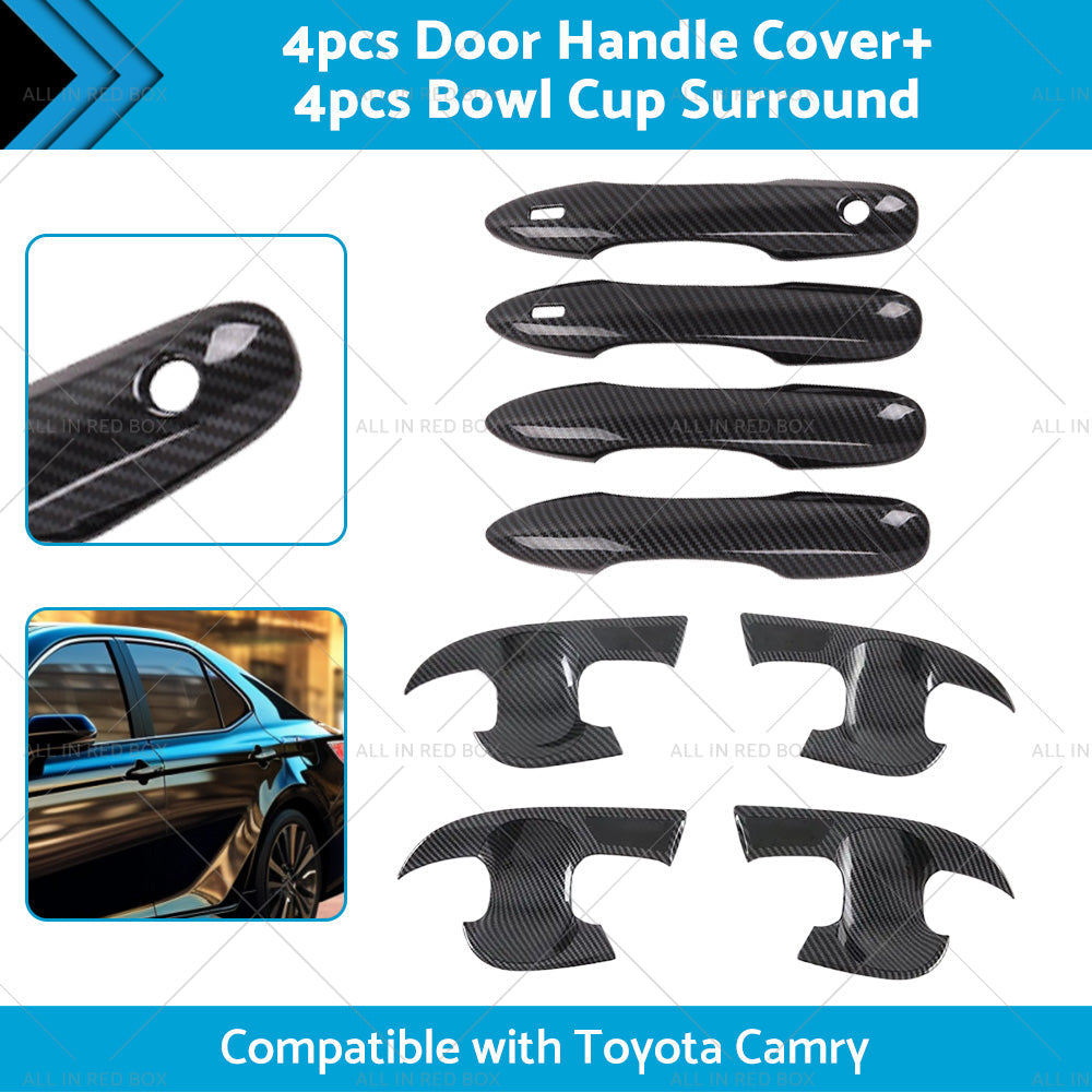 Carbon Fiber Door Handle Cover and Bowl Cup Surround Kit Suitable For Toyota Camry-1