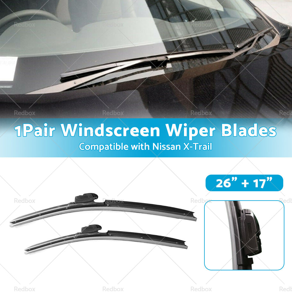 Wiper Blades Suitable for Nissan X-Trail T32 2014-2022 Front Pair 26inch 17inch
