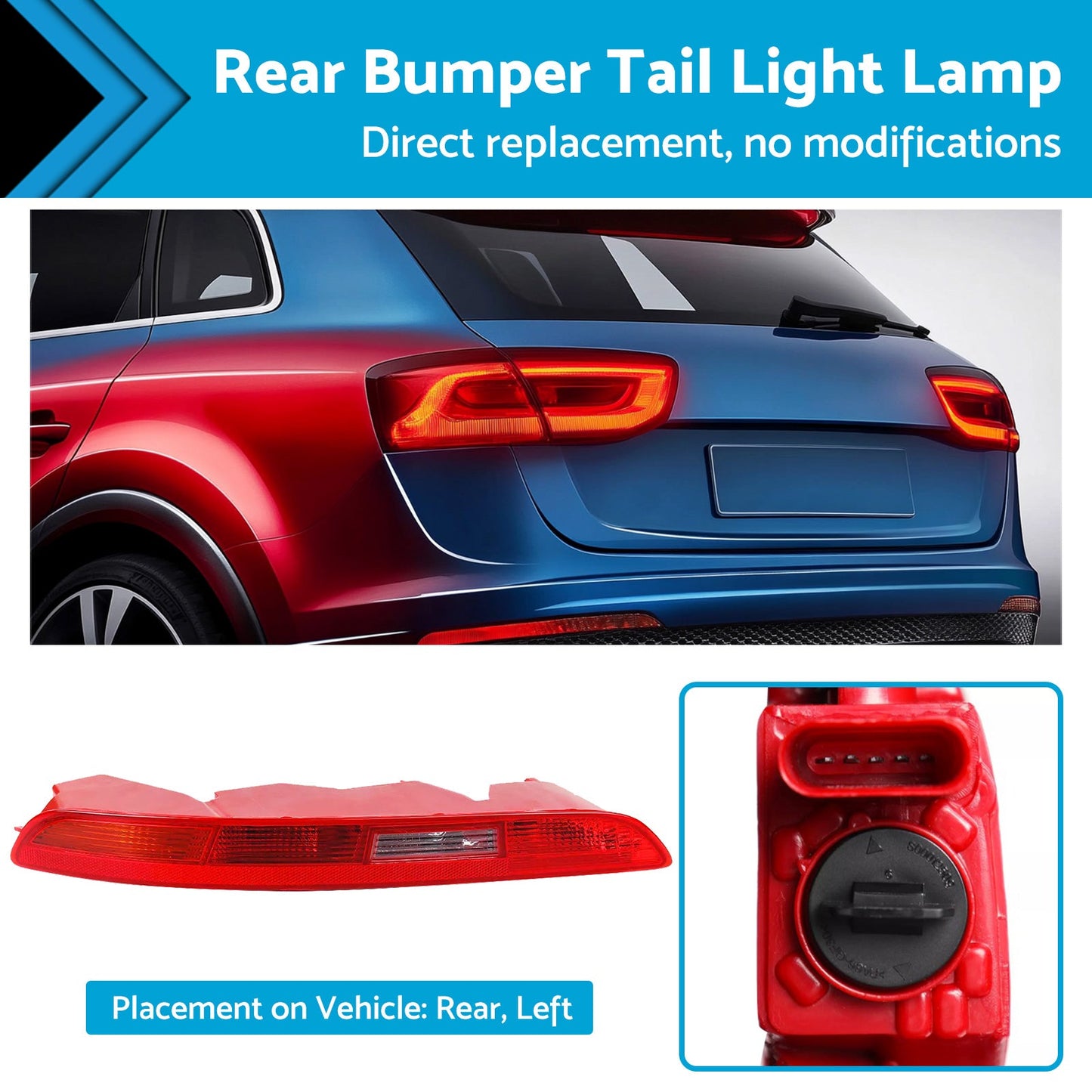 Left Rear Lower Bumper Tail Light Lamp Passenger Side Suitable For Audi Q3 11-15-1
