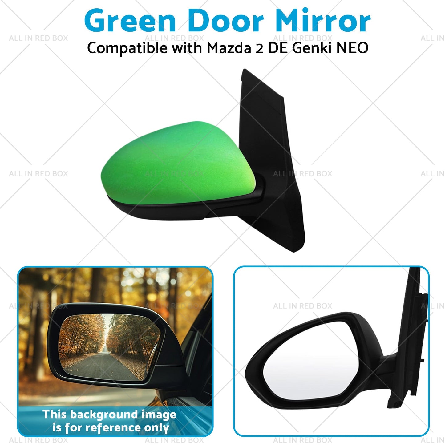 Left Side Green Rearview Mirror Suitable for 2007-2014 Mazda 2 DE Genki NEO MAXX
