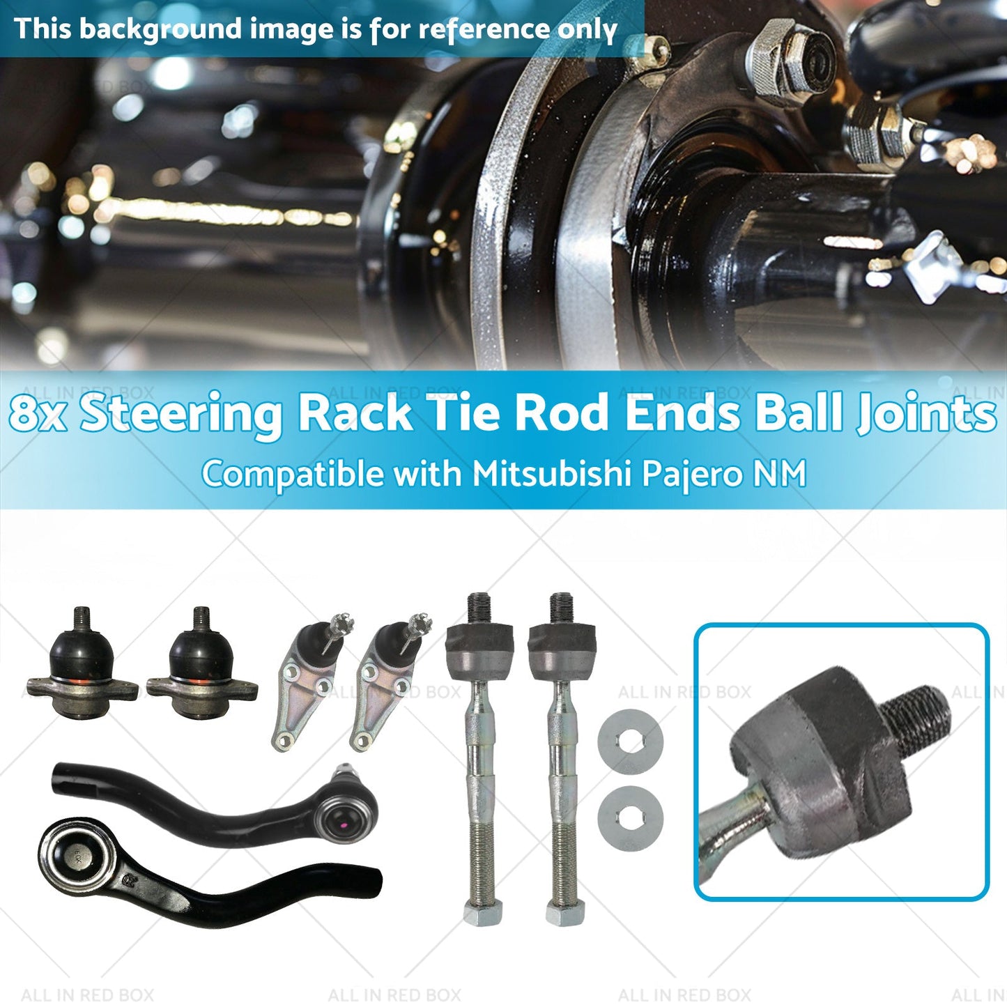 8x Steering Rack Tie Rod Ends Ball Joints Suitable for Mitsubishi Pajero NM-2