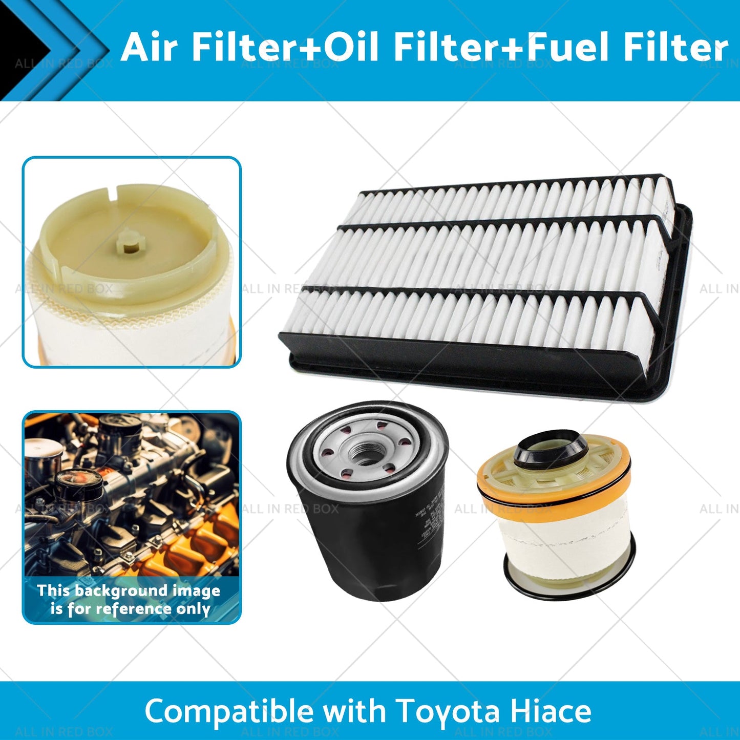 AirOilFuel Filter Kit Suitable for Toyota Hiace 3. 0L Turbo Diesel 3pcs-1