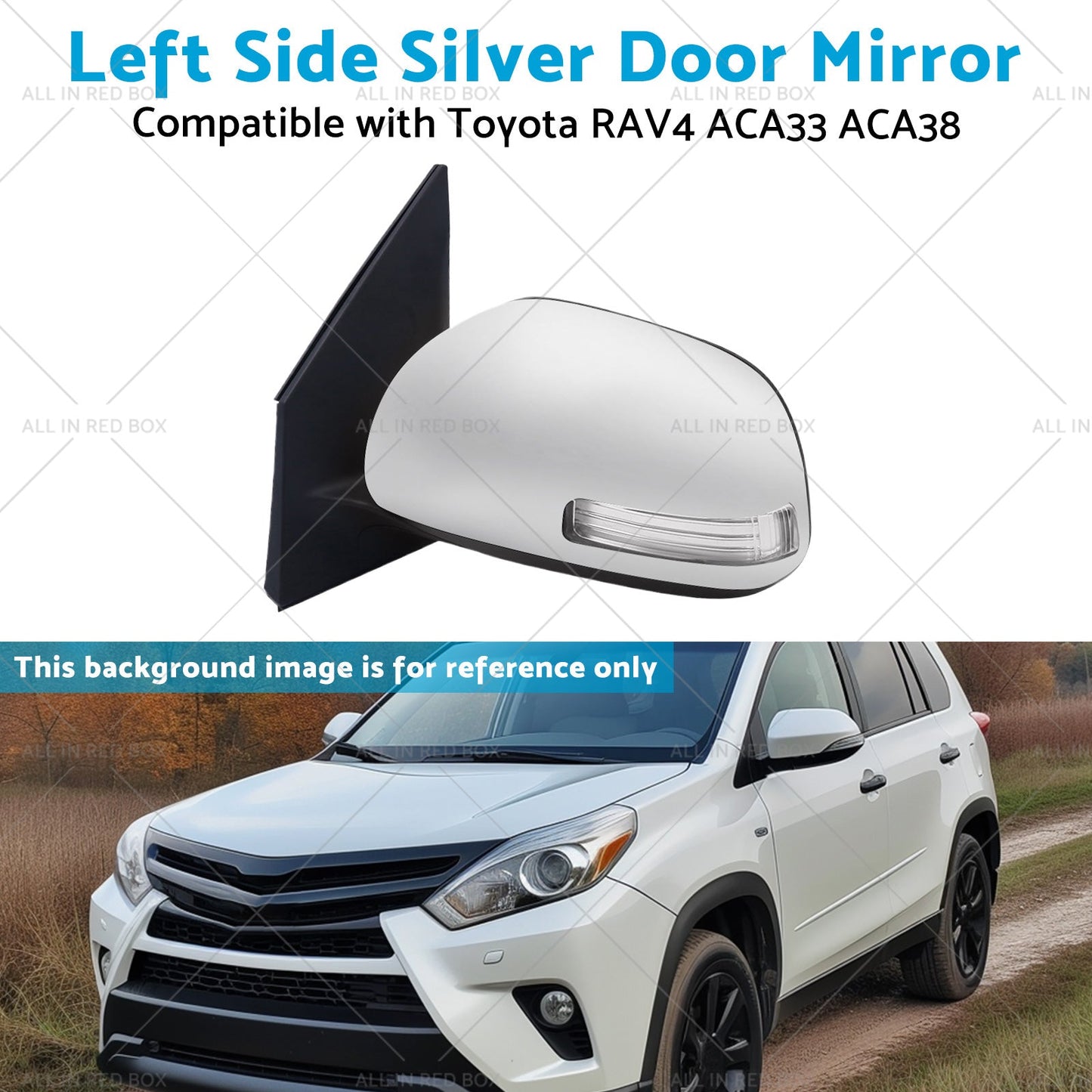1x Left Side Silver Door Mirror Suitable for Toyota RAV4 ACA33 ACA38 2008-2012