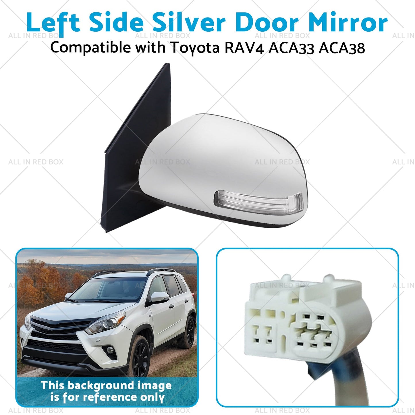 1x Left Side Silver Door Mirror Suitable for Toyota RAV4 ACA33 ACA38 2008-2012