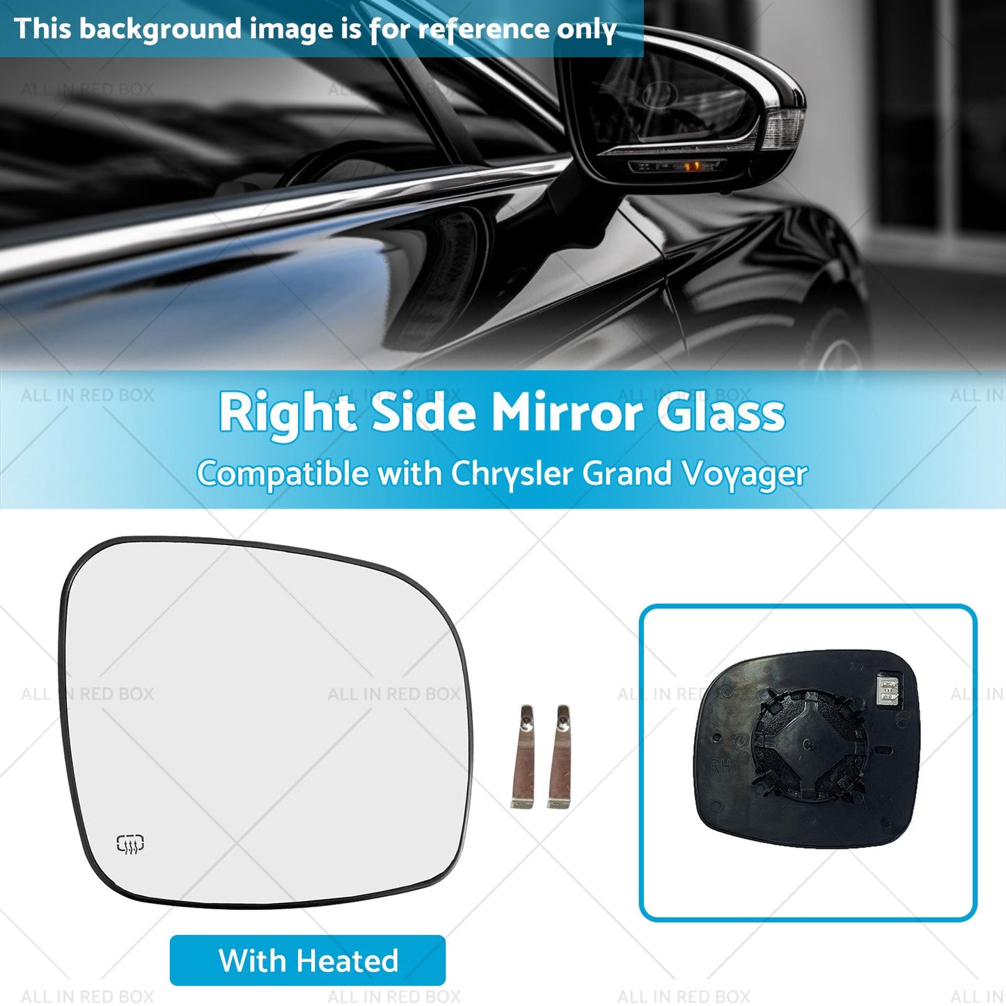 Right Side Mirror Glass Suitable for Chrysler Grand Voyager 08-15 Heated Convex-2