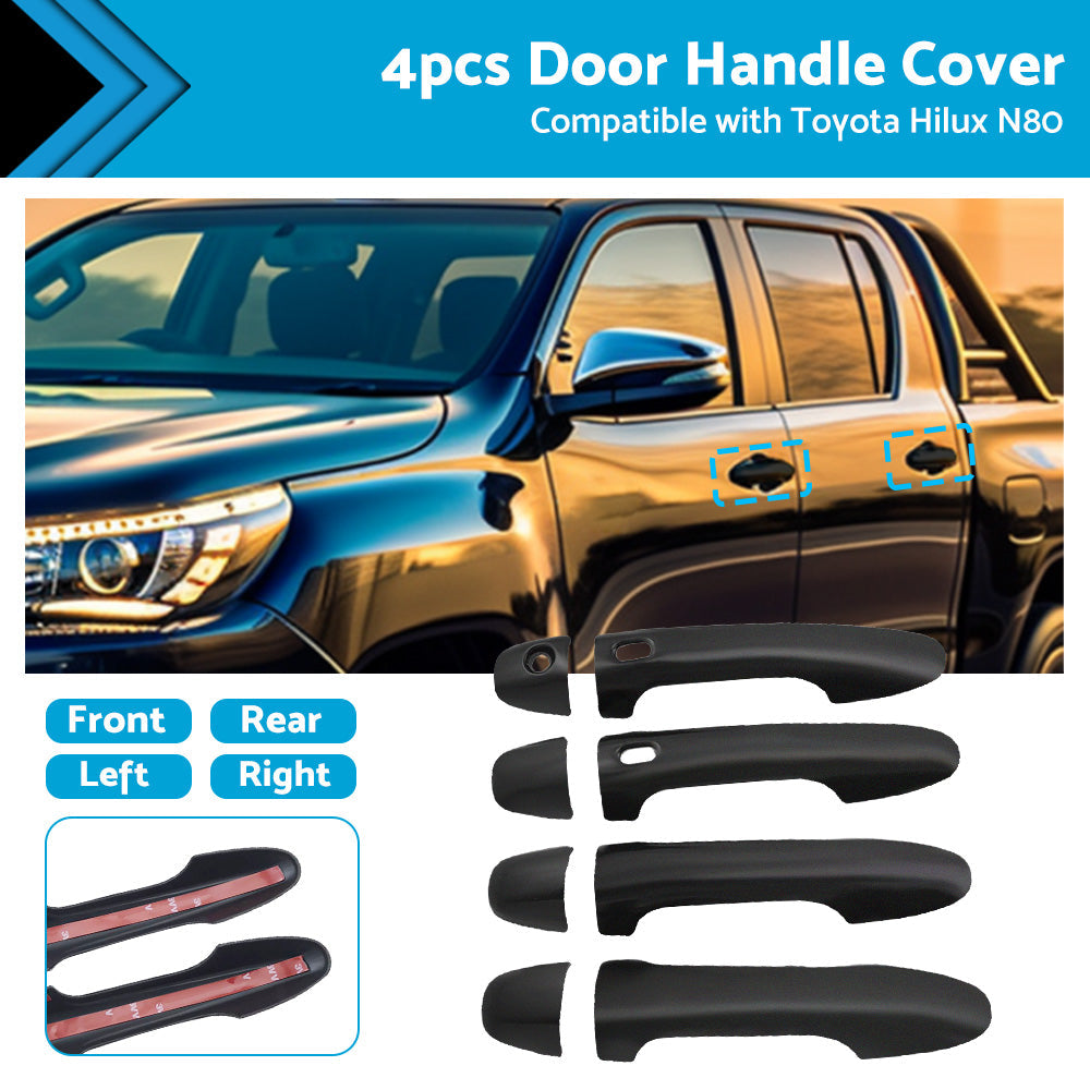 4PCS Door Handle Cover Matte Black Suitable For Toyota Hilux N80 2015-2021-2