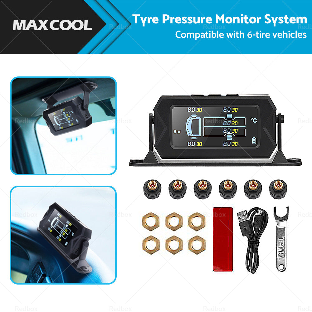 Tyre Pressure Monitoring System 6 Wheel Sensor for Caravan Truck Trailer Solar-0