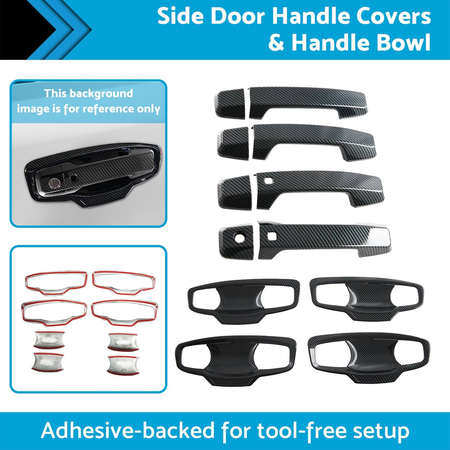 Side Door Handle Covers & Handle Bowl Suitable For Mitsubishi Triton L200 23-25-1