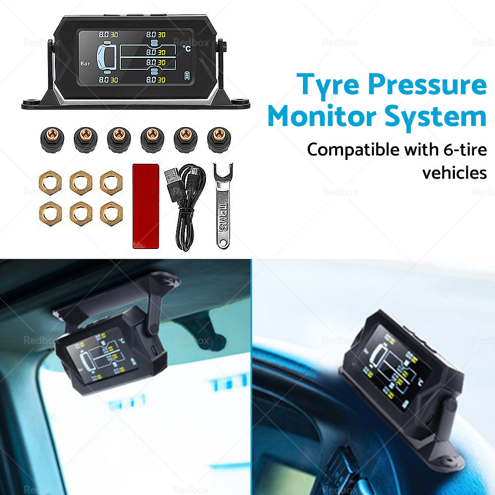 Tyre Pressure Monitoring System 6 Wheel Sensor for Caravan Truck Trailer Solar-3