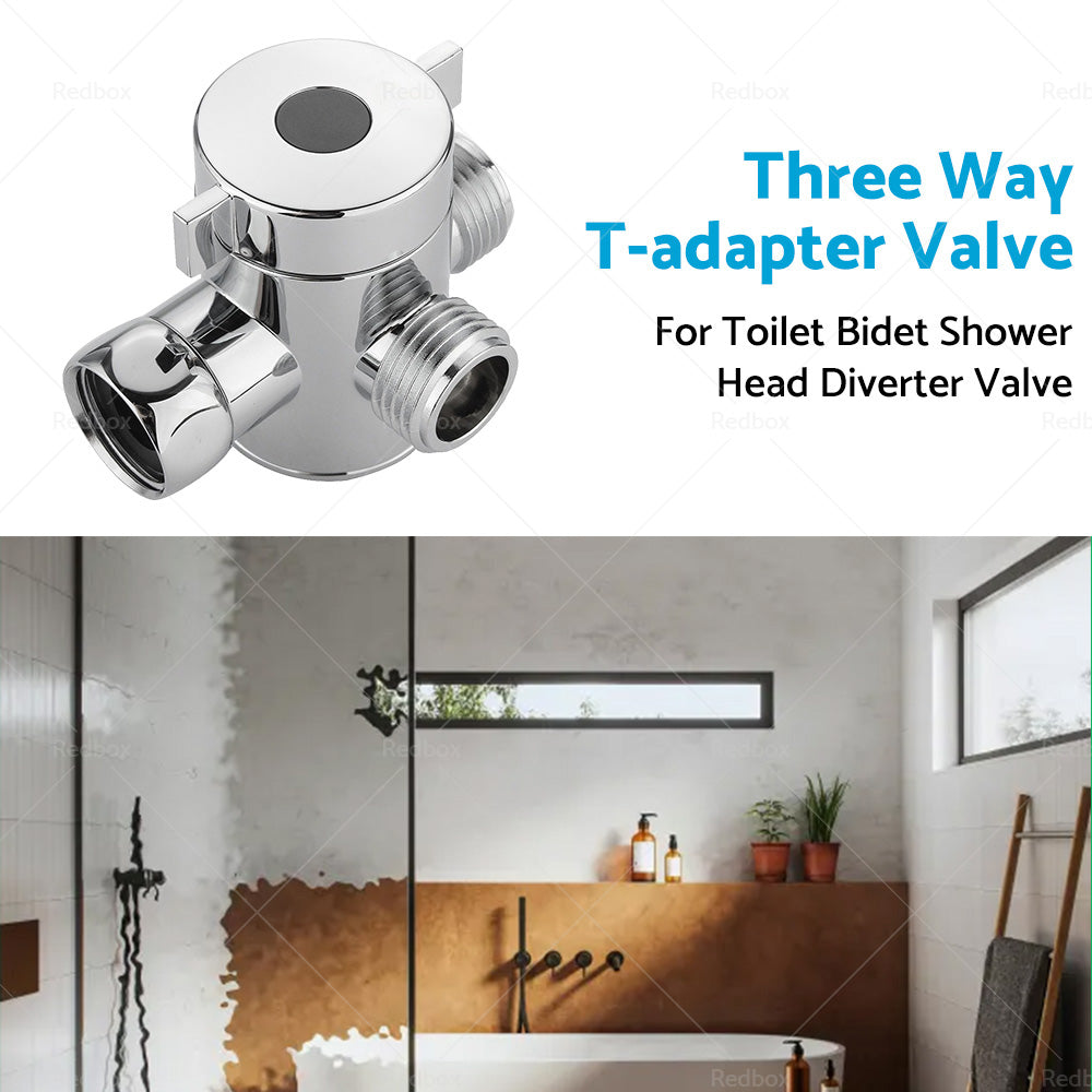 1 2 in Three Way T-adapter Valve For Toilet Bidet Shower Head Diverter Valve-3
