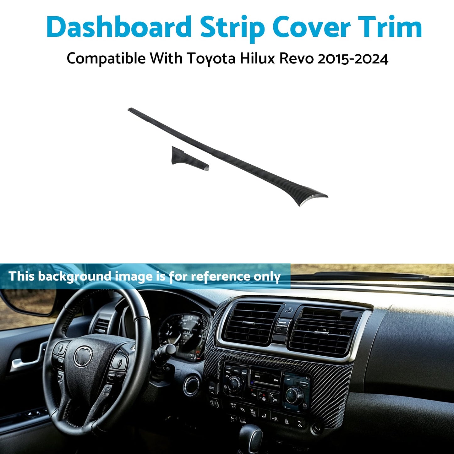 ABS Carbon Dashboard Strip Cover Trim Suitable For Toyota Hilux Revo 2015-2024-2