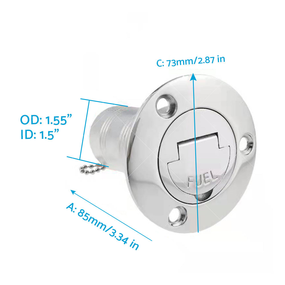 1. 5 inch Fuel Deck Fill Keyless Polished Fuel Filler Stainless Steel For Marine Boat-3