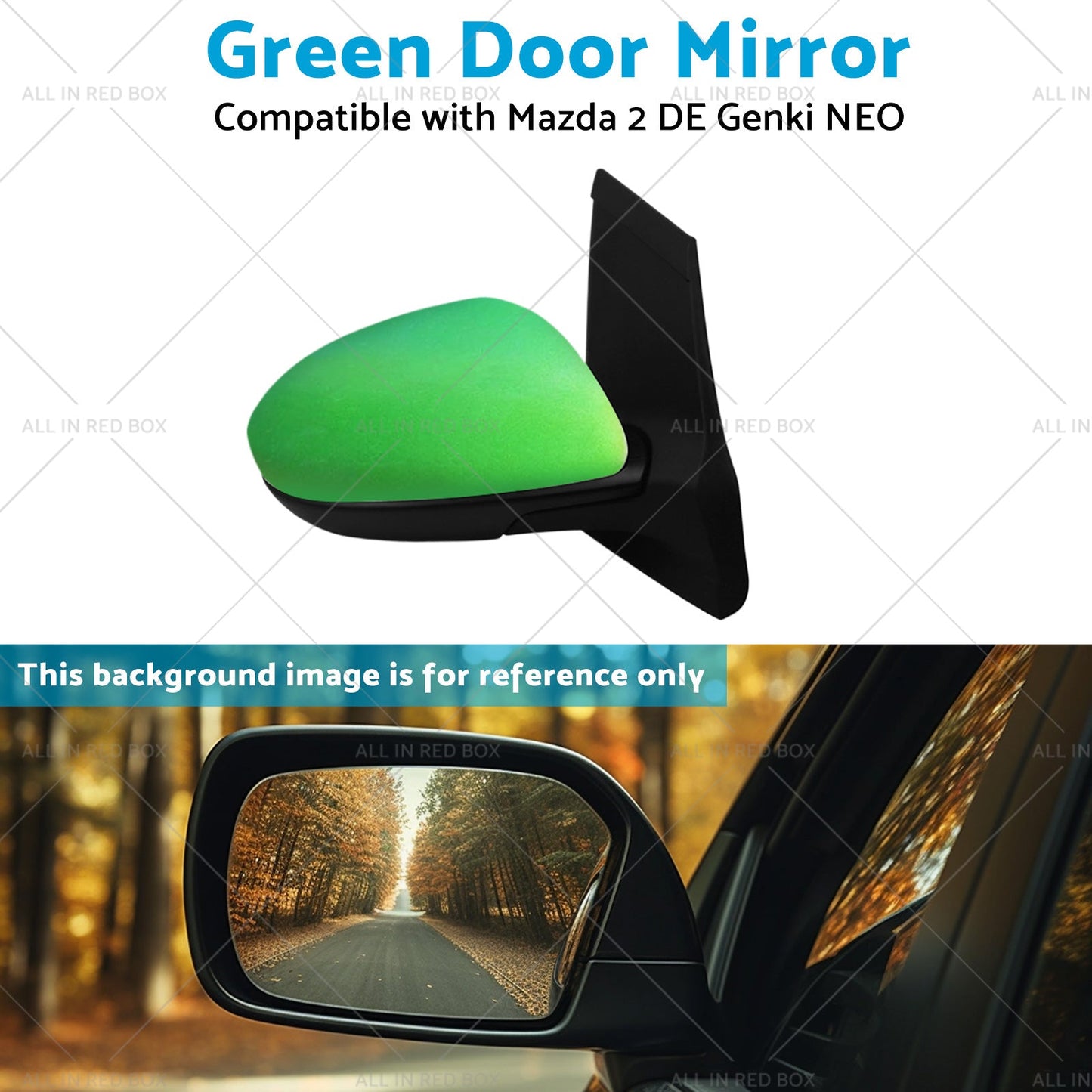 Left Side Green Rearview Mirror Suitable for 2007-2014 Mazda 2 DE Genki NEO MAXX
