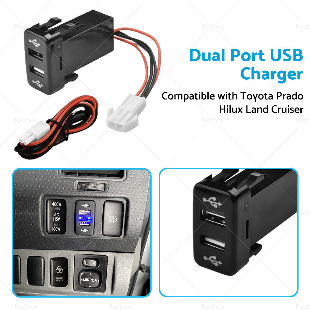Dual USB Socket Audio Charger Suitable For Toyota Hilux Prado Land Cruiser-3