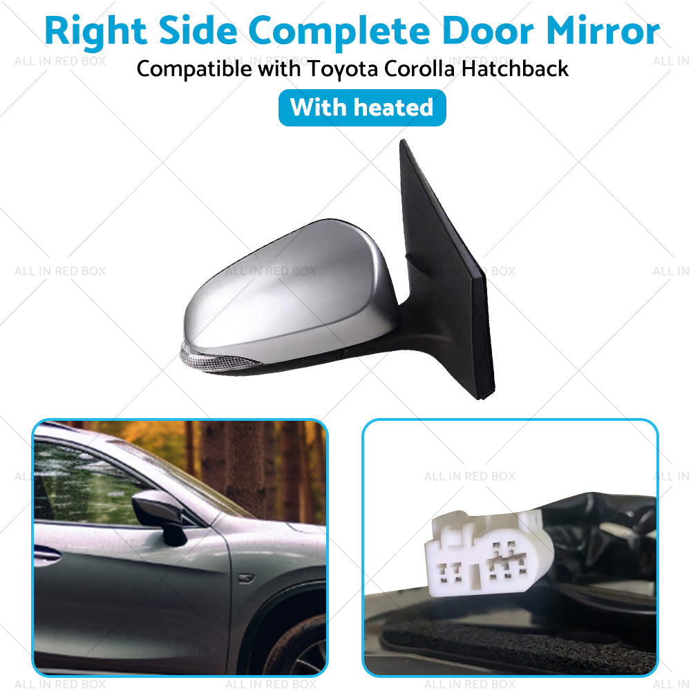 Door Mirror Suitable for Toyota Corolla ZRE182 12-18 Hatch Right Silver Heated-3