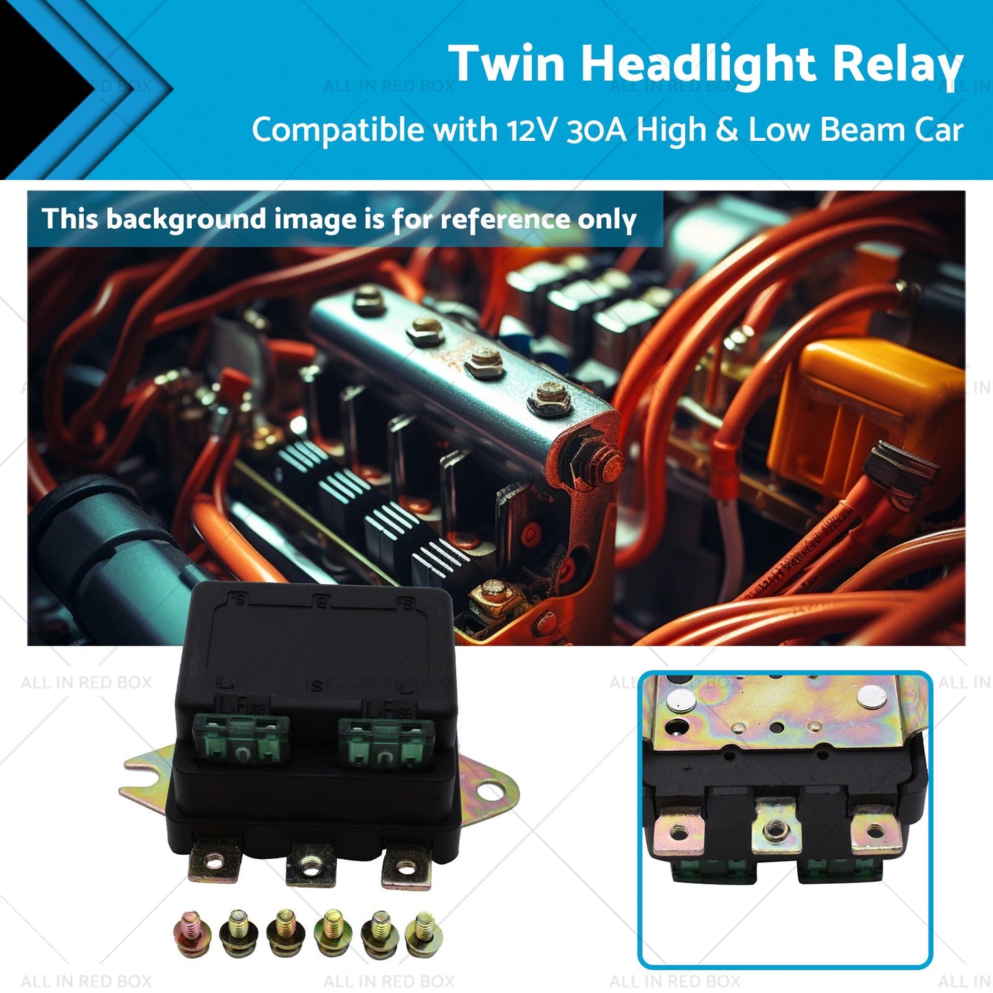 Universal Twin Headlight Relay 12V 30A High and Low Beam Car Accessory NLR-132