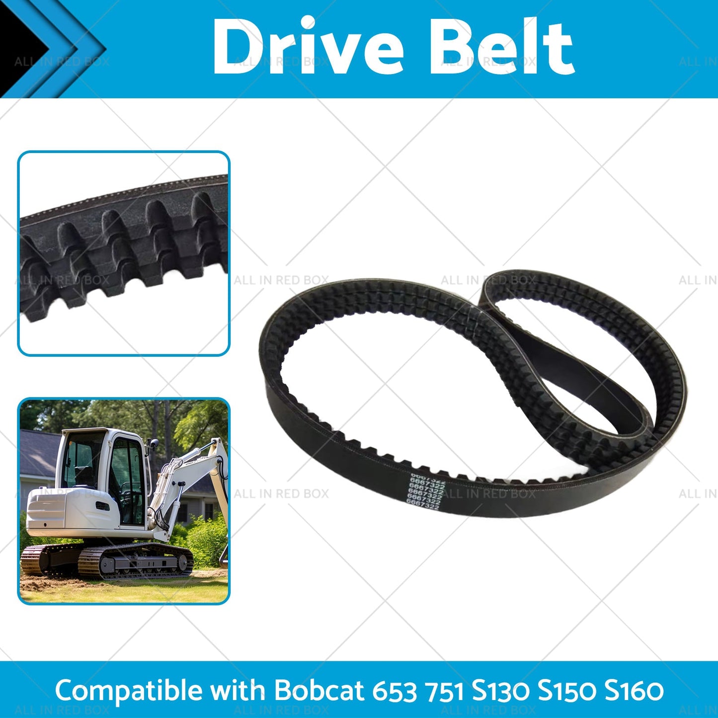 Drive Belt Suitablefor Bobcat Main Hydraulic Pump EPDM 653 751 S130 S150 6667322-1