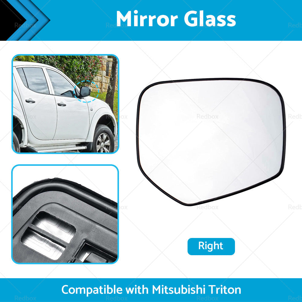 FRONT RIGHT SIDE MIRROR GLASS W BACK PLATE SUITABLE FOR MITSUBISHI TRITON 06-15