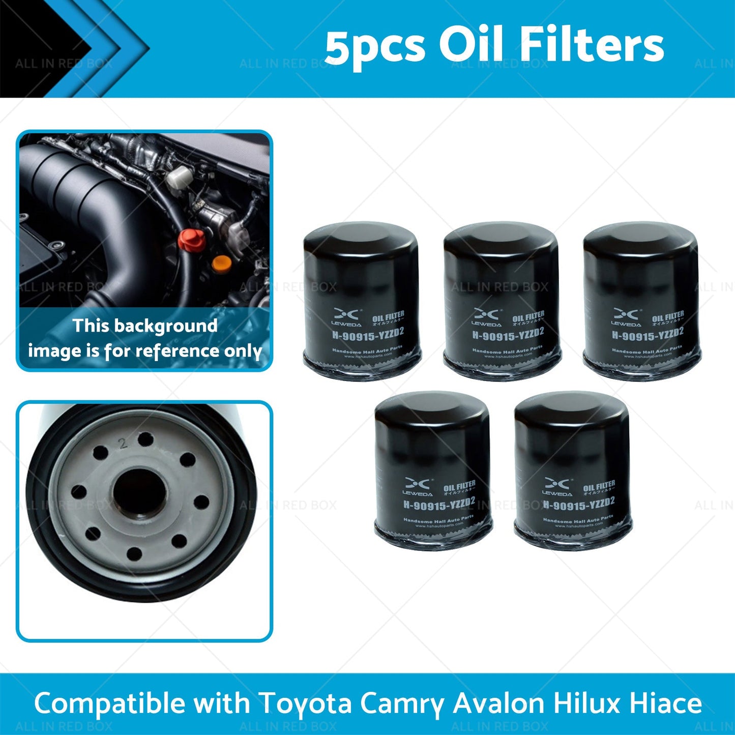 5x Oil Filter Suitable for Toyota Camry Avalon Hilux Hiace 90915-YZZD2 1KDFTV-1