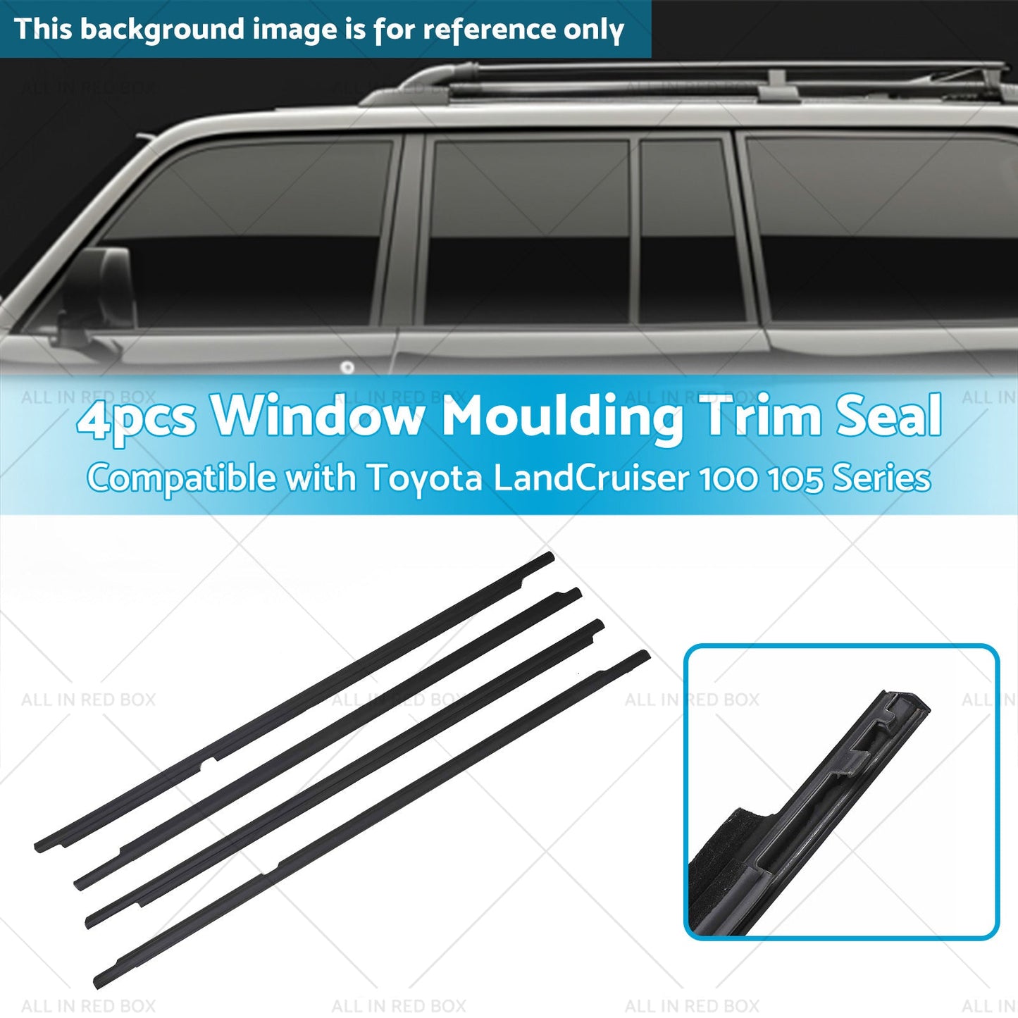 Black Weatherstrips Suitable For Toyota LandCruiser 100 105 Series Side Door 4pc-2