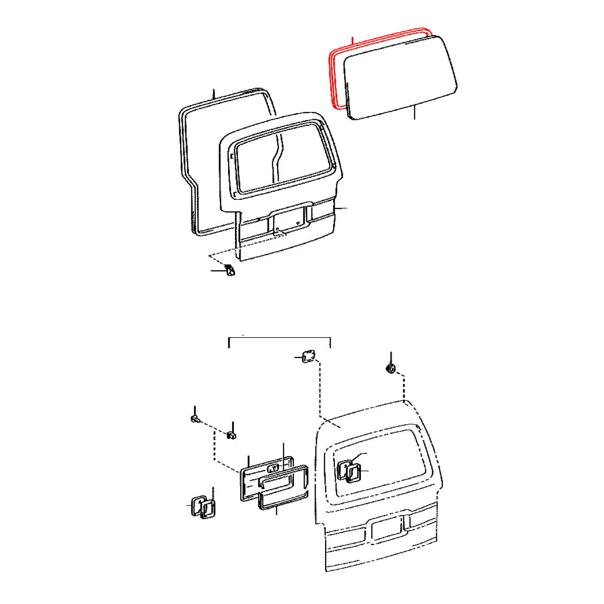 Back Door Glass Weatherstrip for Toyota Hiace 1989-2004