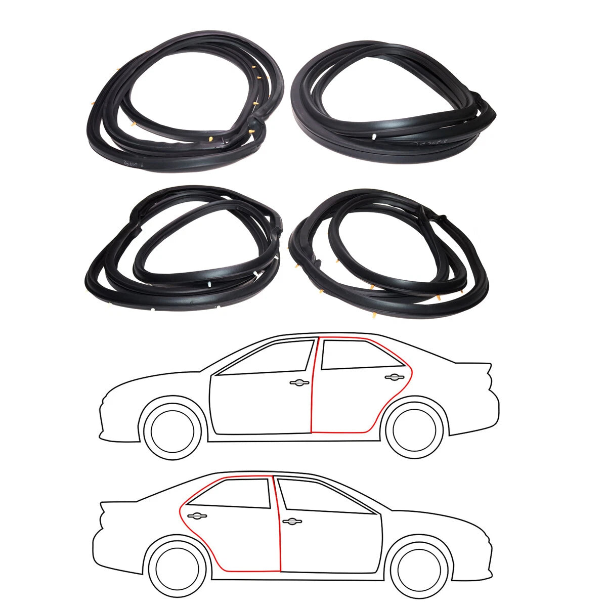 Front Rear Door Weatherstrip for Datsun Nissan Sentra Sunny B12 GXE Sedan 1985-1990