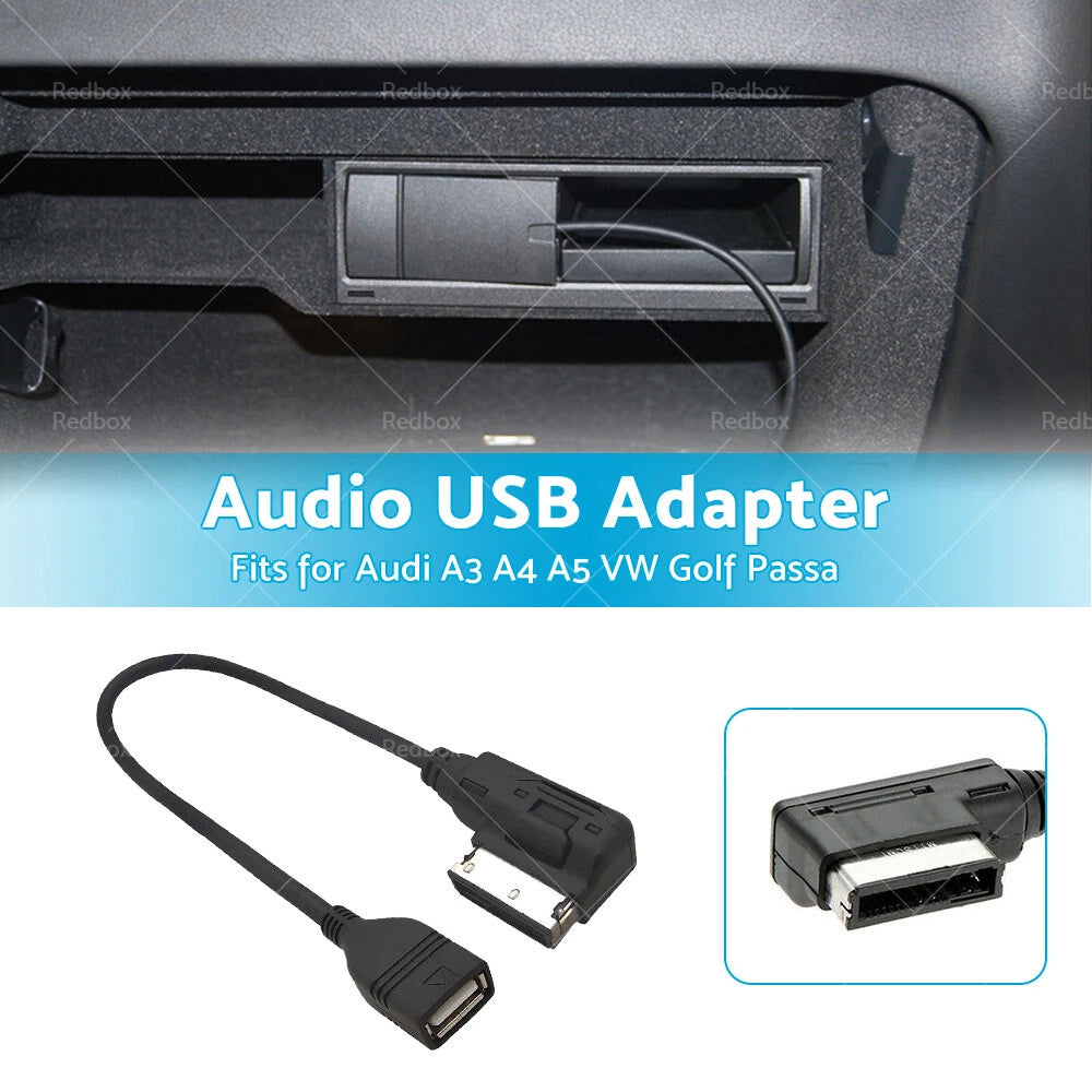 AUX MP3 Cable Adapter for Audi Q3 Q5 Q7 R8 A3 A4 A5 A6 (2008-2023)