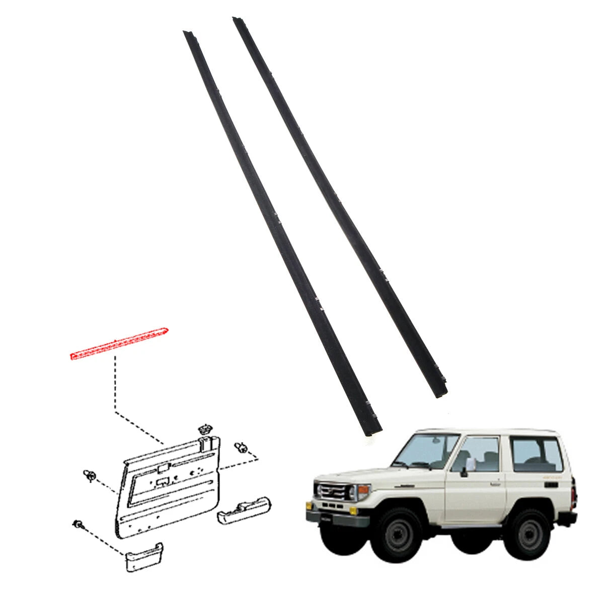 Door Glass Weatherstrip Set for Toyota Land Cruiser HT KZJ77 LJ79 RJ77