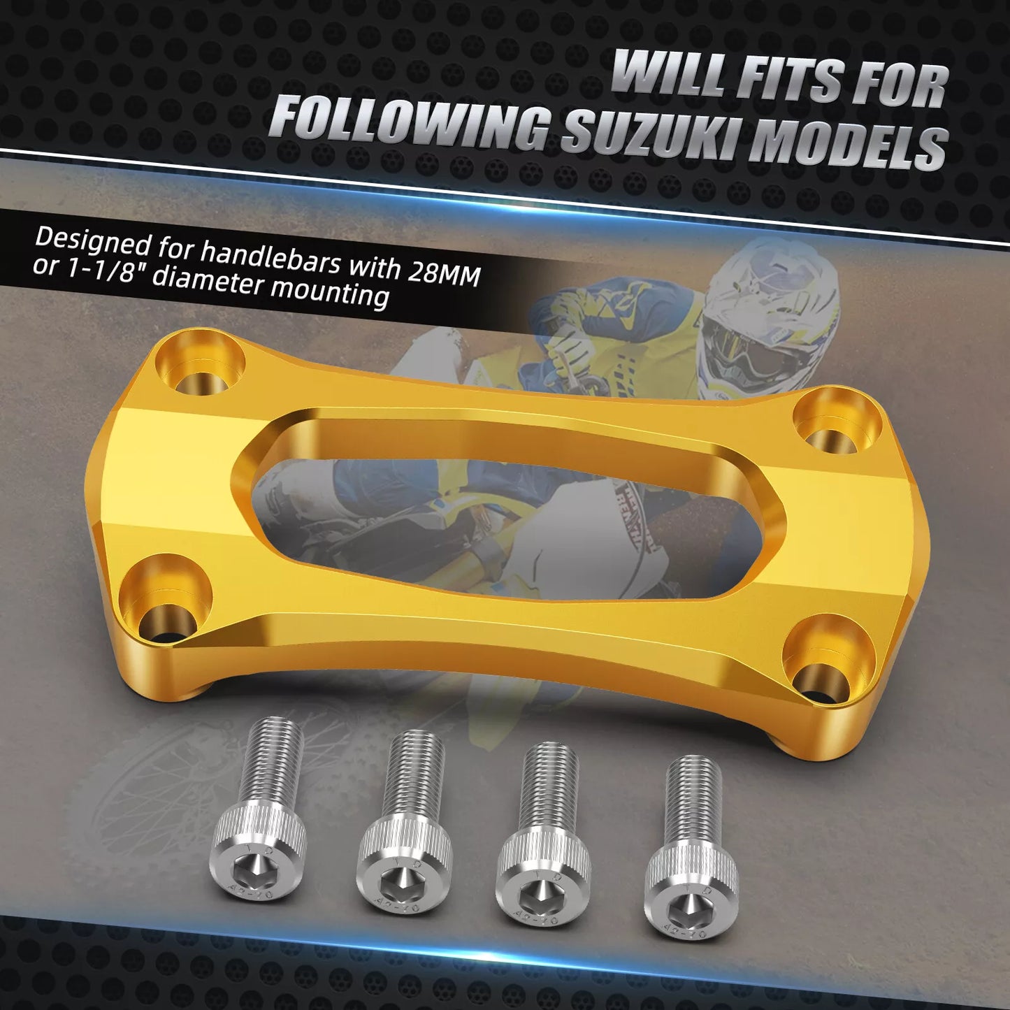 1-1/8" Handlebar Riser Clamp for Suzuki RMZ250 RMZ450 RM125 RM250 RMX450Z (2004-2023)