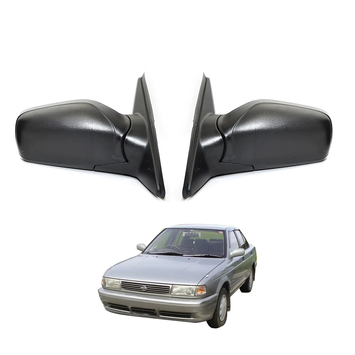 Black Door Mirror Set for Nissan Datsun Sunny Sentra B13 1990-1993