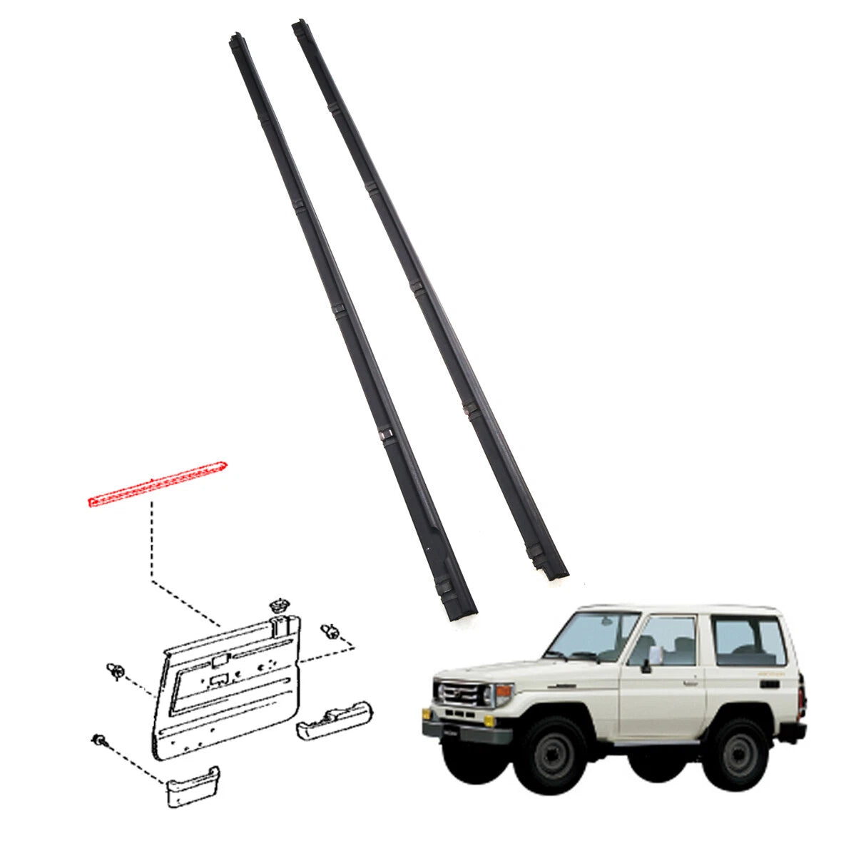 Door Glass Weatherstrip Set for Toyota Land Cruiser HT KZJ77 LJ79 RJ77