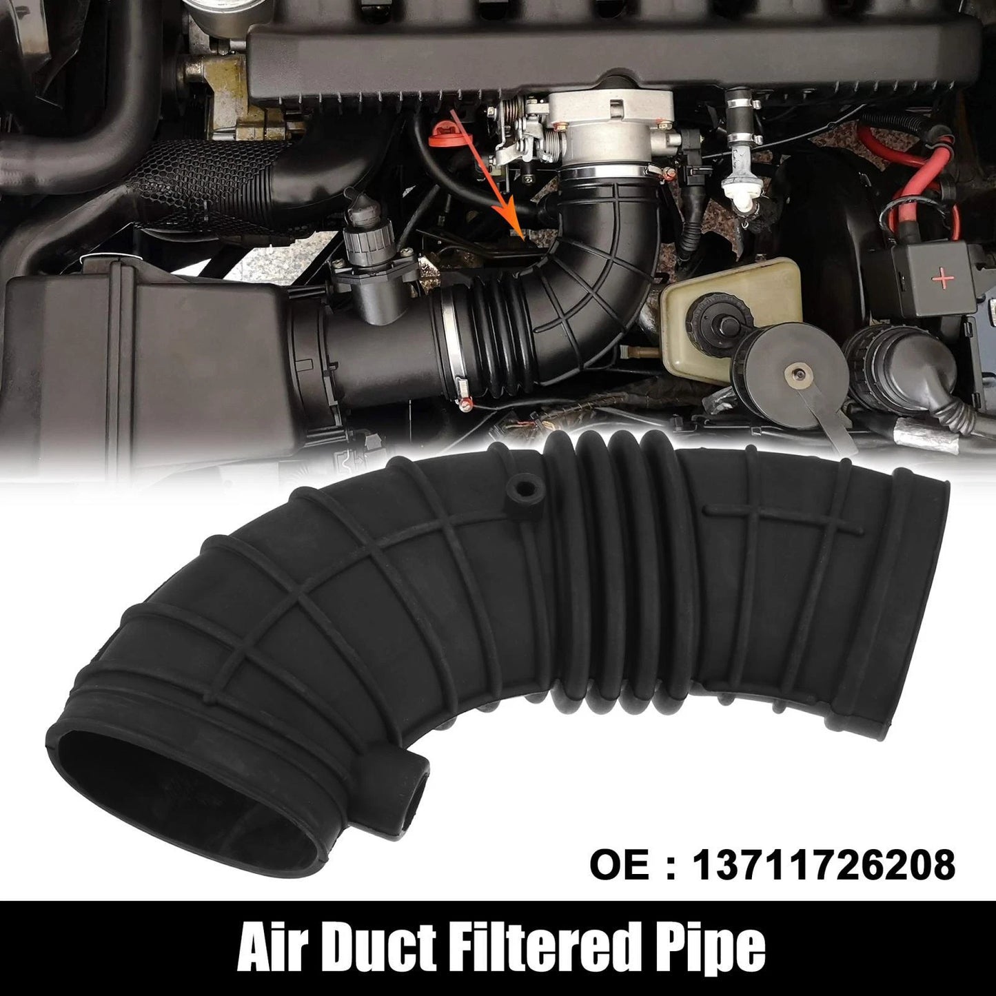Air Duct Filtered Pipe Air Intake Hose for BMW 525i (1989-1990)