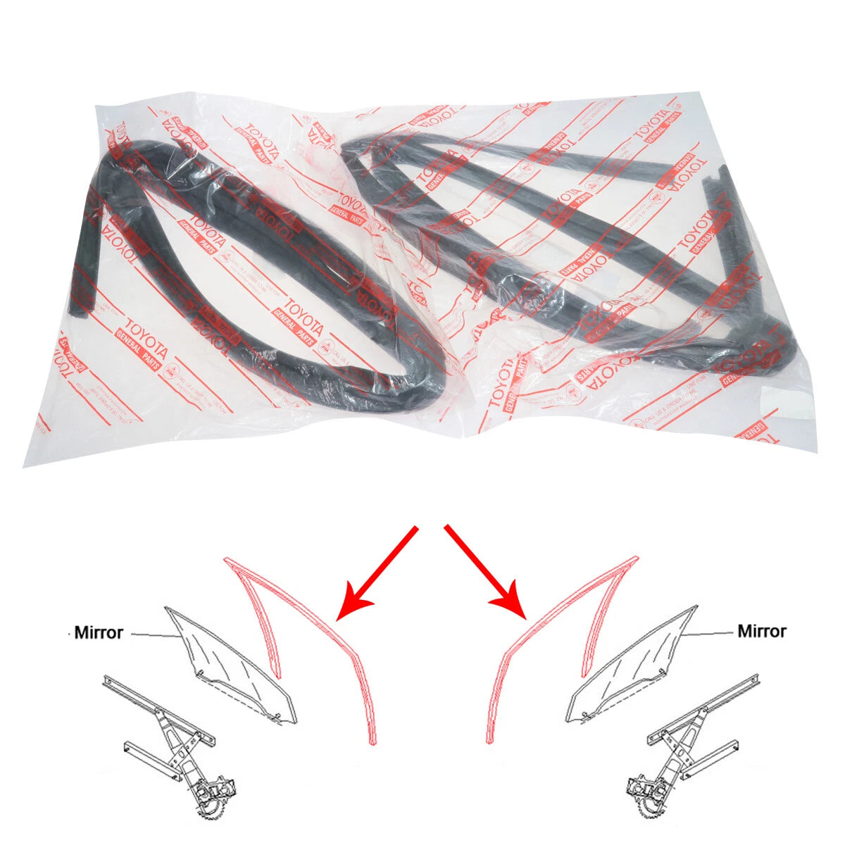 Rear Glass Run Channel Set for Toyota Hilux RN85 YN85 YN86 RN106 LN110 1987-1997